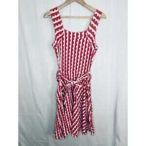 Effie’s Heart Red & White Retro Midi Dress Womens L Cottagecore Vintage-Inspired